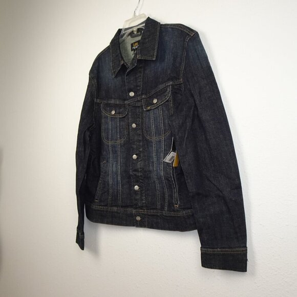 Lee Jean Jacket Men's Size L Blue Stretch Denim Button Front Trucker Jacket - Picture 3 of 10